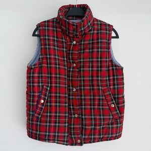 Gretchen Scott Tartan Plaid Vest Womens Small Red Puffer Duke Of York Jacket‎
